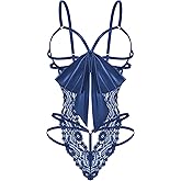 Avidlove Lingerie for Women Womens One Piece Lingerie Lace Teddy Bow Tie Bodysuit Smooth Ribbon Babydoll