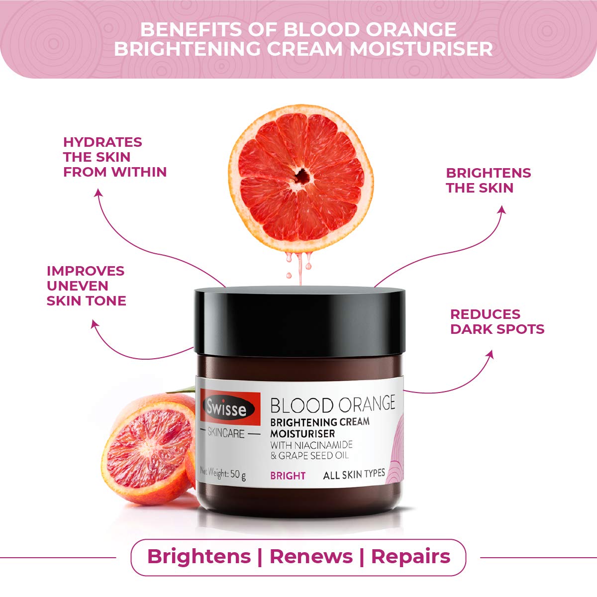 swisse skincare blood orange brightening cream moisturiser 50ml