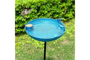 Qipade 13" Lightweight Birdbath Detachable Bird Baths with Garden Stake Bird Bath Bowl for Garden Lawn Yard Decor,37 Inch Tall, (Blue)