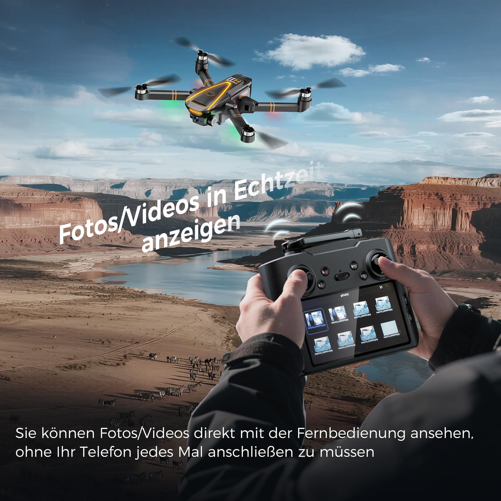 GPS Drohne mit kamera 4K für Erwachsene und Kinder (Bildschirmfernsteuerung)Drone die dir folgt,Zwei Intelligente Akkus,2 Stück Batterien Lange Flugzeit,Auto Rückkehr,Bürstenloser Motor,Unter 249g,C0 2