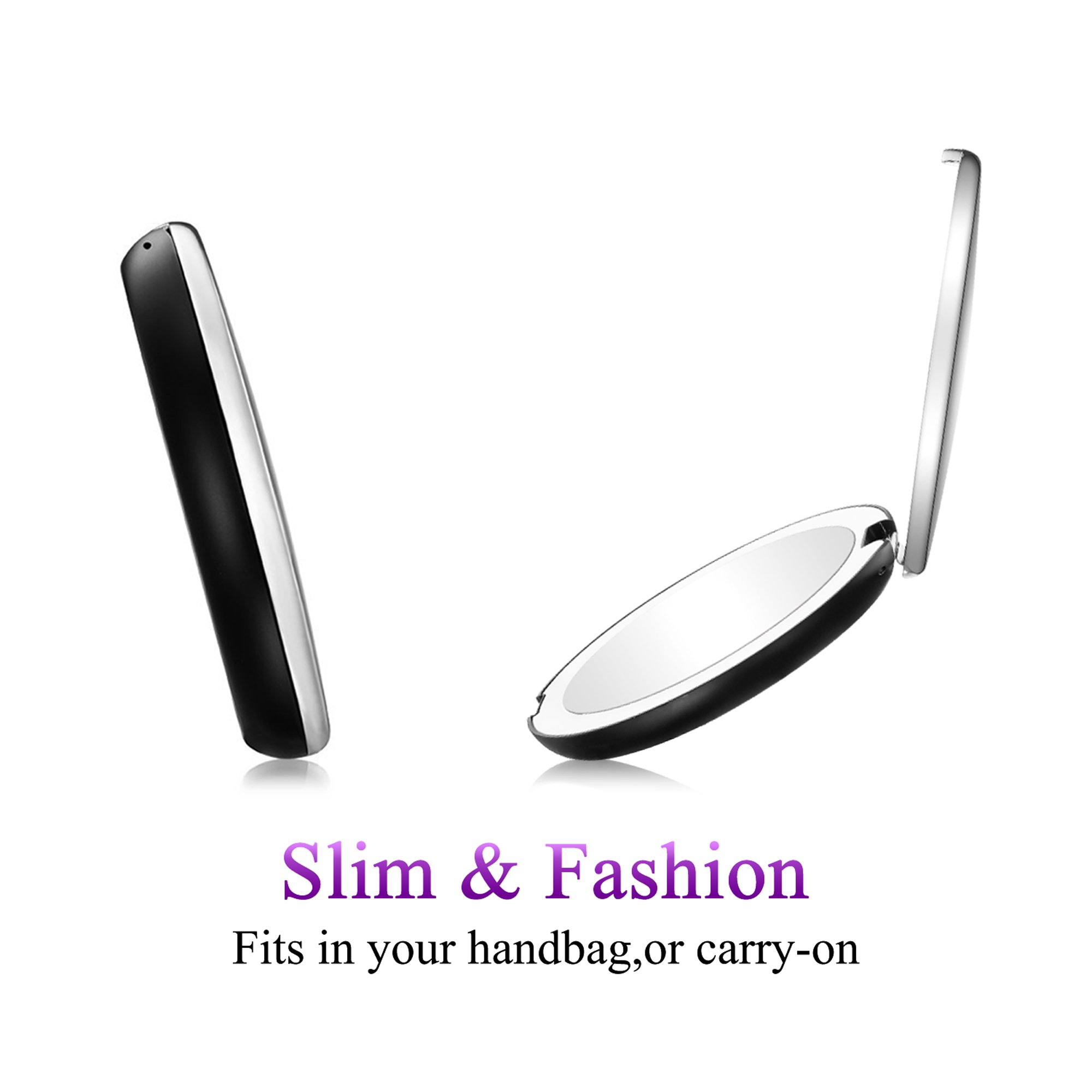 Gotofine LED Lighted Travel Makeup Mirror, 1X & 7X Magnification - Double Sided, Luxury, Portable, Compact, Illuminated Folding Travel Mirror