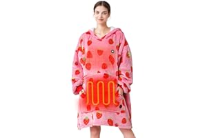 THREE POODLE Heated Wearable Blanket Hoodie, Oversized Sherpa Electric Hoodie Blanket, Gifts for Women(Battery Not Included)