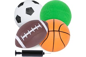3 otters 4-Pack Sports Balls for Toddlers & Kids, Playground Balls with Pump, 5-Inch Soccer Ball, Basketball, Kickballs, Stockings for Grandkids, Toys for 2+ Boy Indoor/Outdoor Play