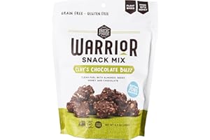 BeeFree Warrior Mix Gluten Free Granola - Chunky Granola Bites | Paleo Granola, Low Carb, Grain Free, Preservative Free, Oat Free | Low Calorie Snacks | Clay’s Chocolate Buzz, 9 Oz Bag