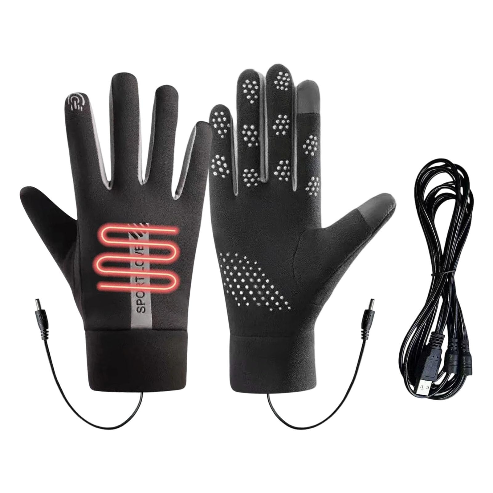 Cheyubny Heated Gloves for Men Women Winter Full Finger Hand Warmers Electric Heated Gloves for Cold Weather Outdoor Sports (Black)