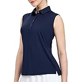 MIER Women's Sleeveless Golf Polo Shirts Athletic Tennis Collared Tank Tops, Quick Dry, UPF 50+