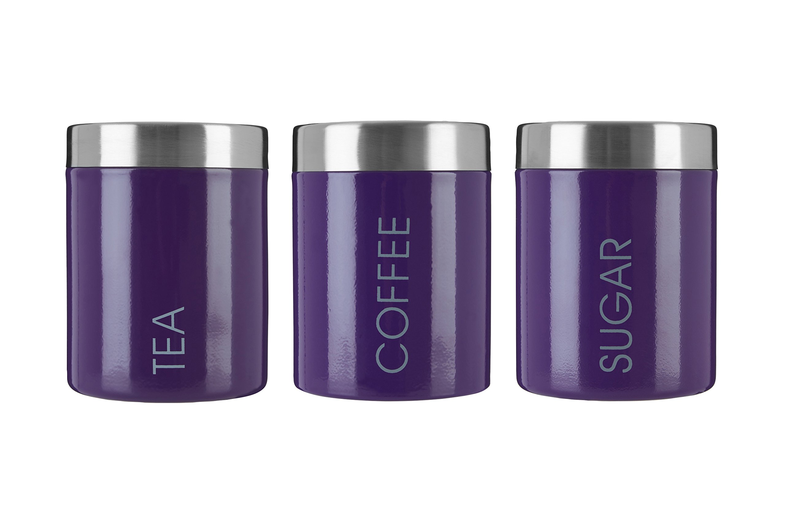 Premier Housewares 508495 Liberty Tea, Coffee and Sugar Canisters - Set of 3, Purple