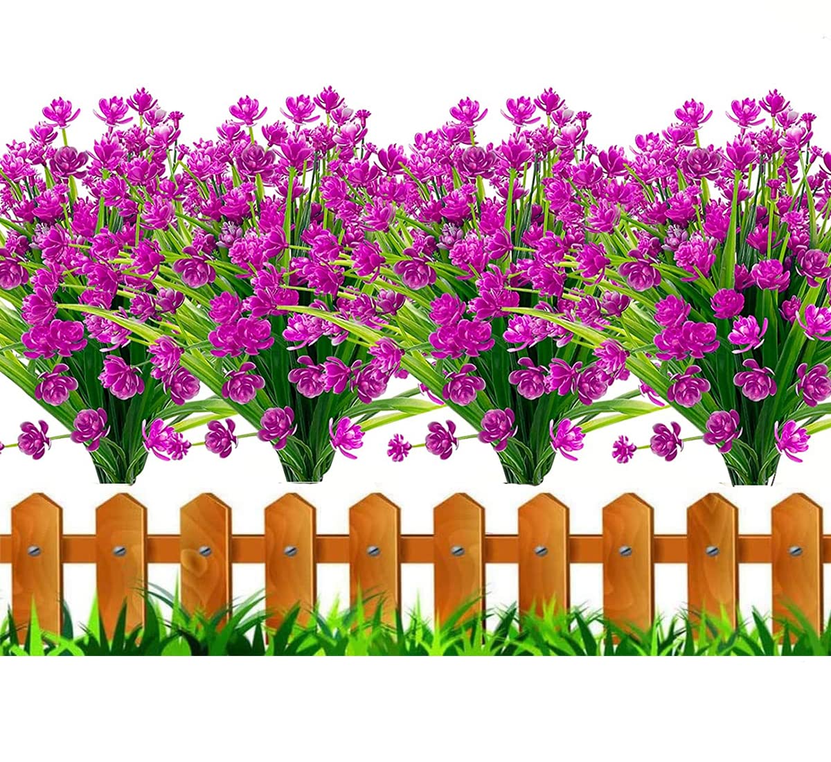 HBell 12Pcs Artificial Flowers Outdoor Decorations,Greenery Shrubs Plants Artificial Plastic Flowers UV Resistant No Fade Fake Flowers Indoor Outside Hanging Plants Home Garden Porch Decor (Fuchsia)