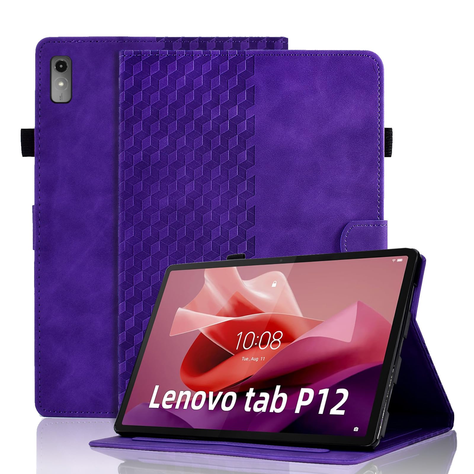 Vkooer Case for Lenovo Tab P12 12.7 inch 2023 Leather Folio Cover with Multi Angle Viewing Stand Smart Shell Fit Lenovo Tab P12 Tablet, Purple