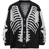SHENHE Women's Star Print Button Down V Neck Goth Drop Shoulder Cardigan Sweater
