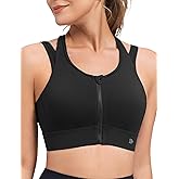 Yvette Front Closure High Support Sports Bras for Women Double Strpas Plus Size Sports Bra with Sewn in Pads