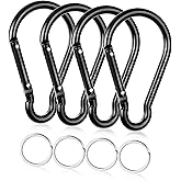 Ouligay 4pcs Large Carabiner Clip 4 inch D Ring Heavy Duty Carabiner Clips, Spring Snap Hook Small Carabiner Clips with Key Rings Aluminum Carabiner Keychain for Outdoor Camping Swing Hiking Dog Leash