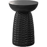 SIMPLIHOME Boyd End Table - 13 inch Wide Solid Mango Wood Round Accent Table in Black, Handcrafted Contemporary Nightstand or