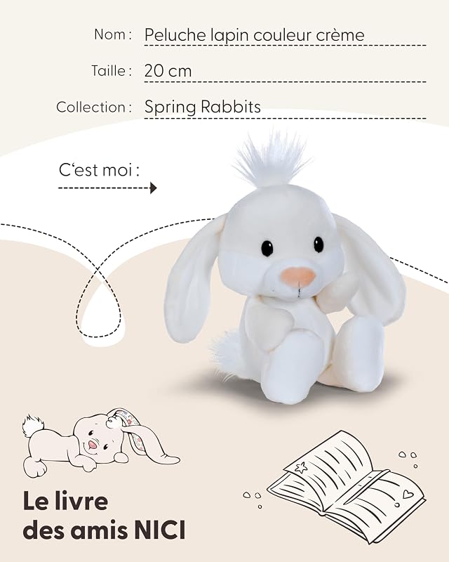 Doudou Lapin, 20 cm, Beige - 62675