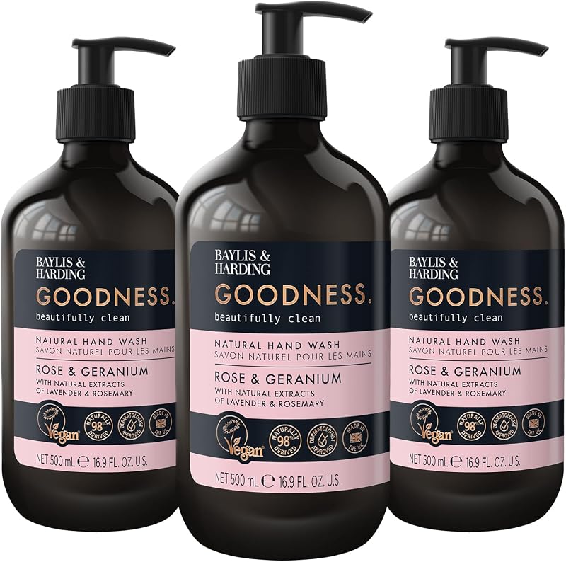 Baylis & Harding Goodness Rose & Geranium Hand Wash 500 ml Pack of 3