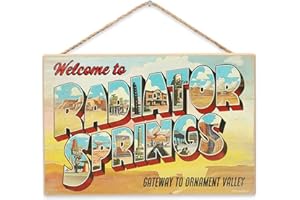 OPEN ROAD BRANDS Disney Pixar Cars Welcome to Radiator Springs Hanging Wood Wall Decor - Fun Cars Sign for Kids' Bedroom or Play Room
