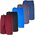 5 Pack Men's Active Quick Dry Fit Shorts - Athletic Running Gym Workout Casual Shorts with Pockets Bulk