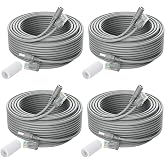 Cat5/Cat6 Ethernet Cable 100 FT with Power, Siamese Long Ethernet Poe Cable with 12V DC Gigabit LAN Network Wire lan cable 100ft for CCTV NVR IP Security Camera System, Indoor Outdoor, Gray (4 Pack)