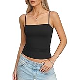 EasyGala Womens Double Lined Camisole Square Neck Spaghetti Strap Tank Top Sexy Backless Shirt Fitted Y2K Going Out Top