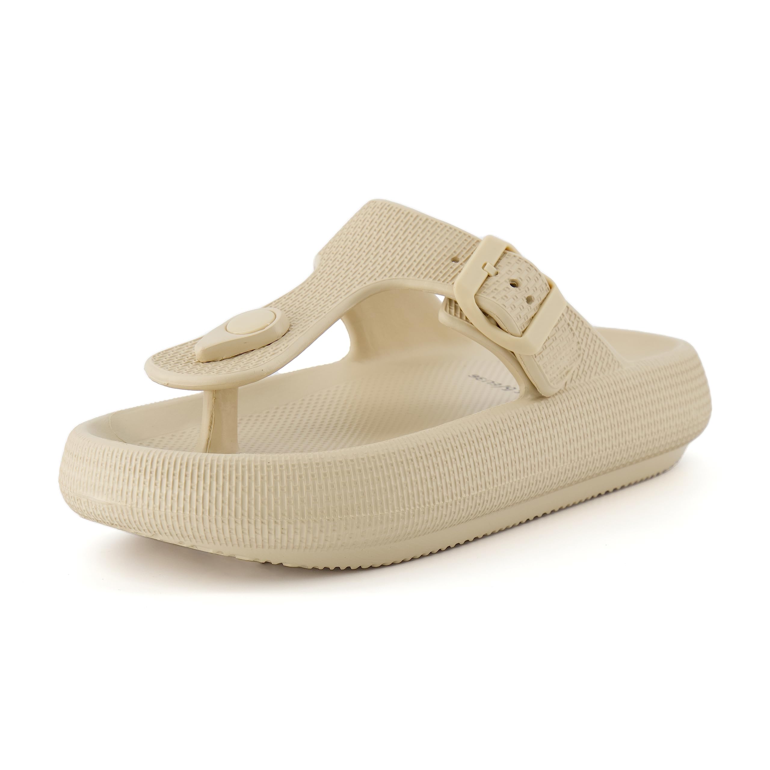 CUSHIONAIRE Women's Flo thong recovery cloud pool slide sandal with +Comfort