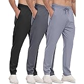 3 Pack Mens Athletic Sweatpants with Zipper Pockets,Workout Gym Joggers Pants for Men Running Jogging Pants