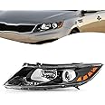 TUSDAR Halogen Headlight Assembly Replacement Fit for 2011 2012 2013 Kia Optima Headlamp Black Housing with Amber Reflector Left Drive Side