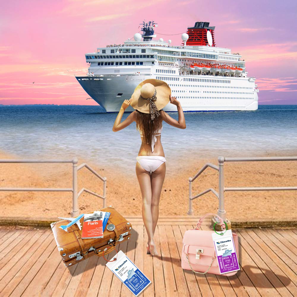 Cruise Luggage Tags, Cruise Essentials Holders for Cruise Travel 12 Pack for NCL, Princess, Carnival, Royal Caribbean - Cruise Essentials
