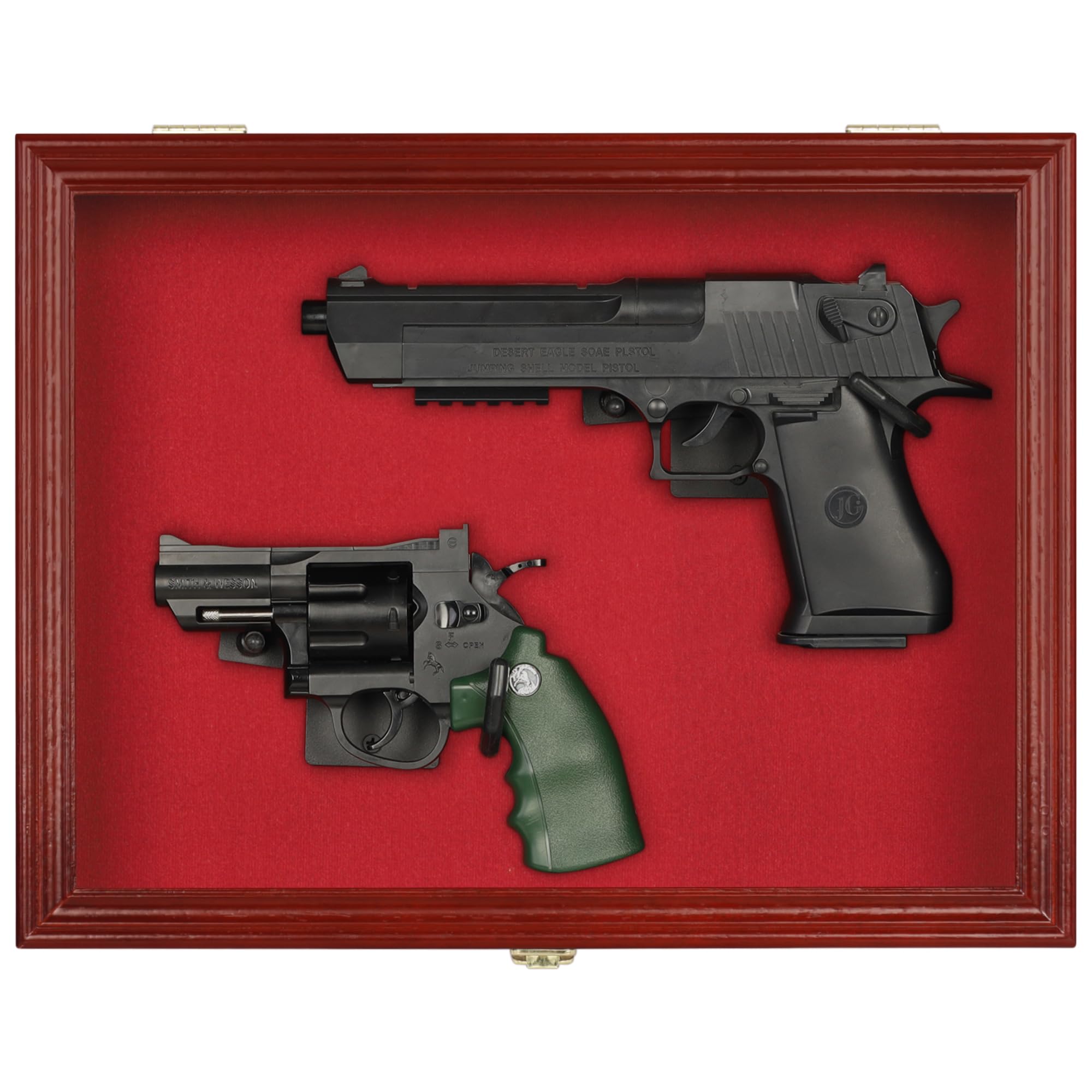 Shadow Box For Revolver Single or Double 2 Pistol Handgun Revolver Gun Display Case Cabinet ...