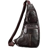 KPYWZER Vintage Leather Sling Bag Backpack for Men Crossbody Shoulder Chest DayPack Backpacks