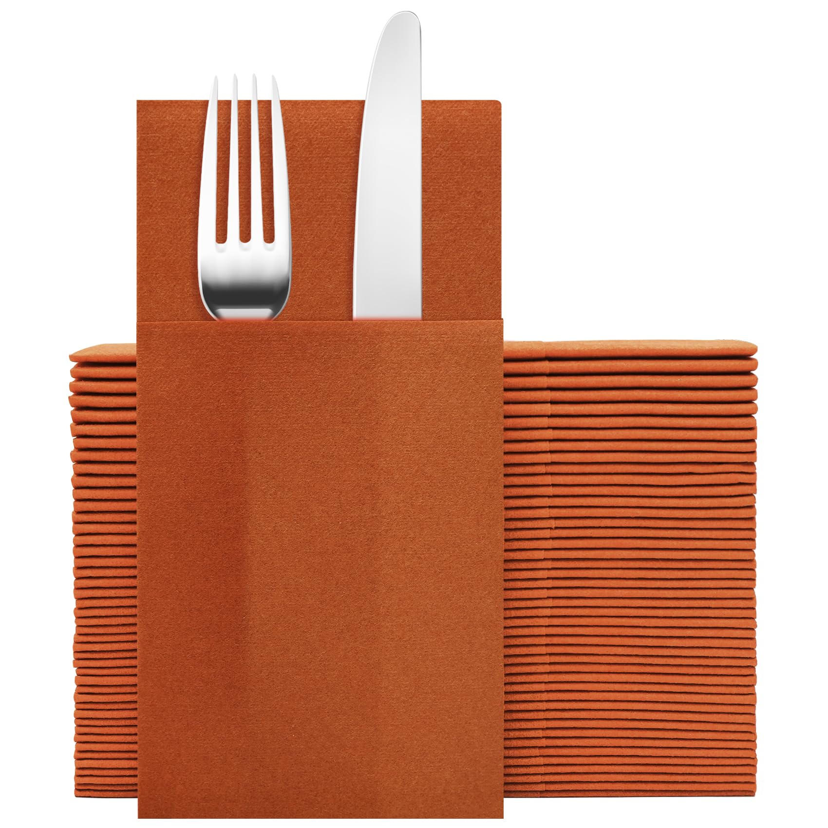 Photo 1 of Goldclean Terracotta Napkins Hand Towels Disposable, Linen-Feel Dinner Napkins with Prefolded Built-in Flatware Pocket, Guest Paper Hand Towels For Wedding, Dinner Or Party (16x16in, 50Pack?
