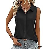 Zeagoo Women's Sleeveless Button Down Shirts Blouses Casual Loose V Neck Tank Tops for Work S-XXL