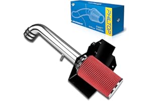 PHILTOP 3" Cold Air Intake Kit System + Heat Shield Compatible with Jeep Wrangler JK 2012 2013 2014 2015 2016 2017 2018 3.6L V6, High Performance, Red