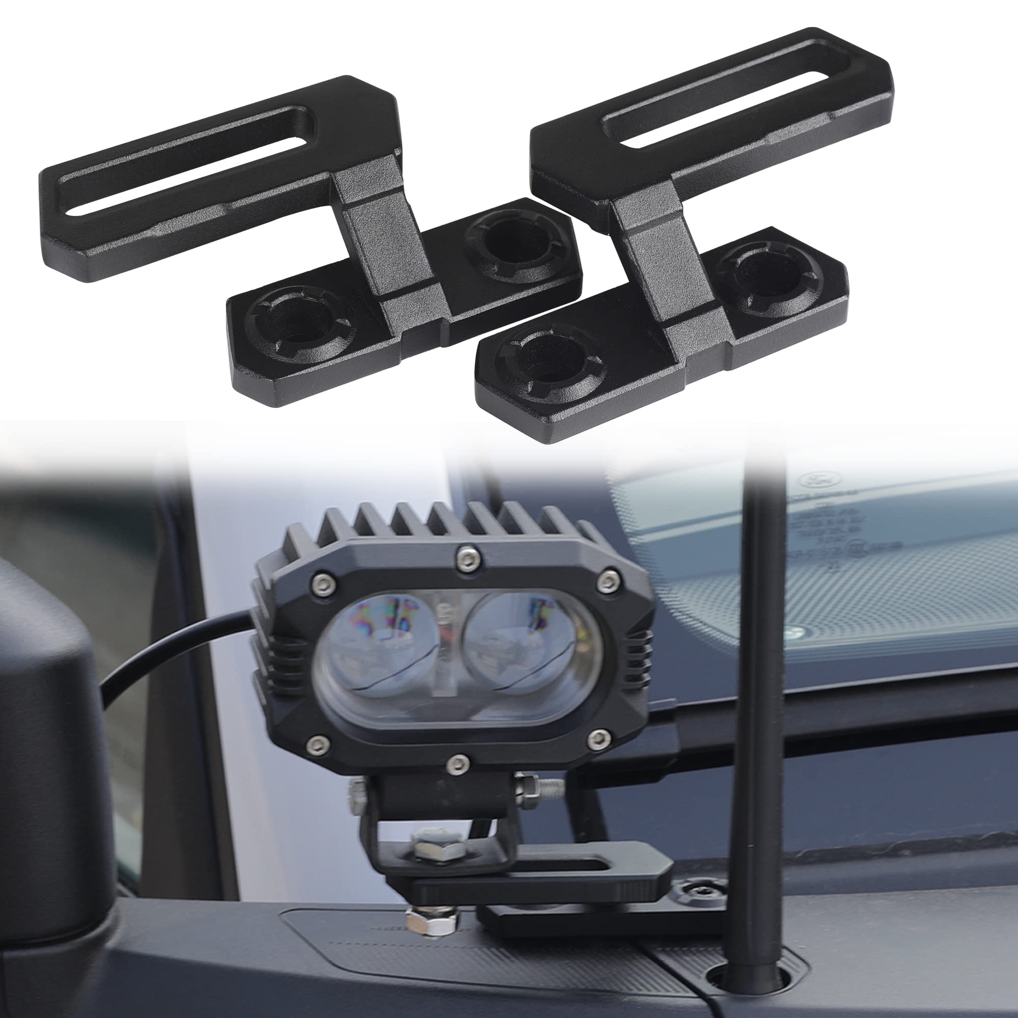 Photo 1 of Seven Sparta Dual A-Pillar Light Mount Off-Road Ditch Lights Mounting Brackets Compatible with Ford Bronco Accessories 2/4 Door 2021 2022 2023 2024 2025 (1 Pair)