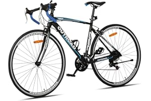 MarKnig Road Bike 14-21Speed 700C Wheel with Light Aluminum Alloy Frame Commuter Bicycle with Dual Disc/V Brakes for Women and Men Black,White,Blue,Red