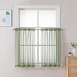 Chyhomenyc Sage Green Sheer Curtains 30 inch Length