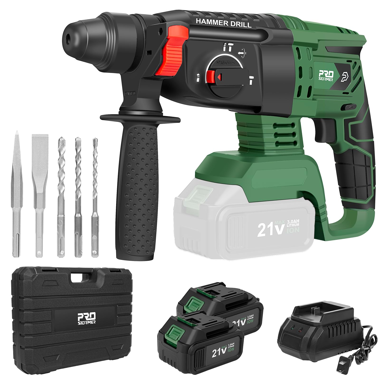 Prostormer 1-1/8" Cordless Hammer Drill with Safety