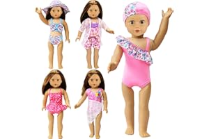ZITA ELEMENT 5 Sets 18 inch Girl Doll Bikini Swimwear Swimsuits for 18 Inch Doll and Other 18 Inch Dolls Summer Bathing Clothes Outfits