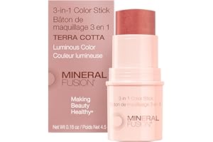 Mineral Fusion 3-in-1 Color Stick - Hydrating Tinted Cream Blush for Cheeks, Lip and Eye - Natural Multi Use Makeup (Terra Cotta)