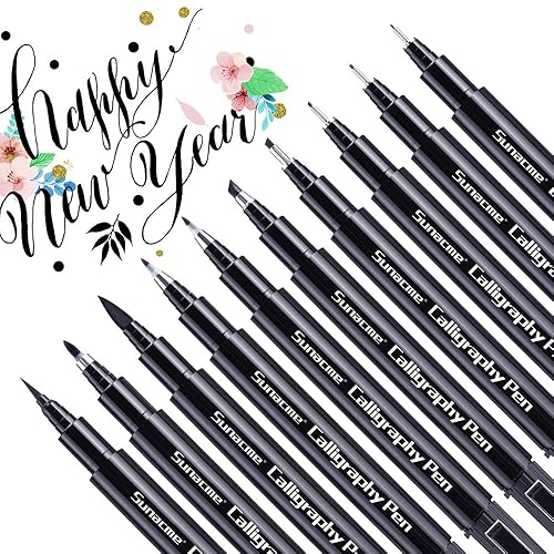 sunacme Calligraphy Pens, Hand Lettering Pen, 10 Size Caligraphy