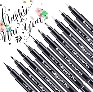 Calligraphy Pens, Hand Lettering Pen, 10 Size Caligraphy Brush Pens for Beginner, Writing, Sketching, Drawing, Illustration, Scrapbooking, journaling
