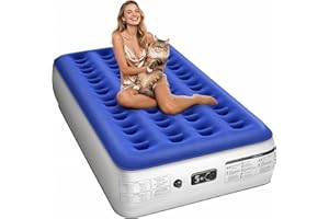 Xsleep Twin Air Mattress with Built in Pump Luxurious Comfort Raised Inflatable Mattress Twin Airbed Blow Up Mattress for Home and Guests 75"*39"*13" Air Bed 2 Minutes Fast Inflate/Deflate 330 lbs Max