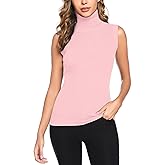 Totatuit Women's Spring Sleeveless Turtlenecks Tops Mock Neck Ribbed Solid Pullover Tank