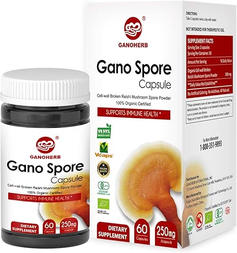 Amazon Com Ganoherb Ganoderma Lucidum Reishi Champinones Lingzhi Capsulas Esporas Y Polvo 60 Health Personal Care