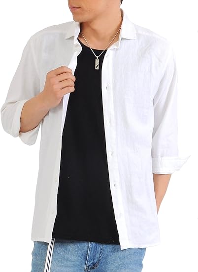 Amazon スペイド Spade シャツ メンズ リネン 麻 フレンチリネン 七分袖 Yシャツ E723 シャツ 通販