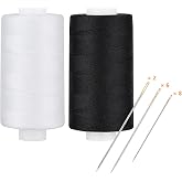 Simthread All Purpose Thread Polyester 400 Yards Each (1 White 1 Black)