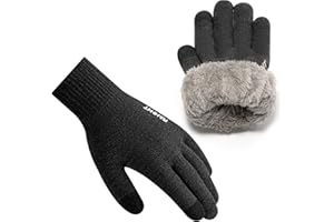 Rahhint Wool Winter Gloves Men Women Fleece lined Knit Gloves with Touchscreen Fingers Insulated Gloves Keep Hand Warm Gift