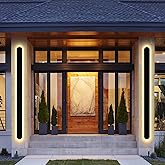 Wanluce 2Pcs 60in LED Outdoor Wall Light Fixture, 5CCT Dimmable Modern Outdoor Linear Wall Sconce, IP65 Waterproof Black Long