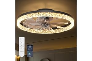 addlon Ceiling Fans with Lights and Remote, 20'' Low Profile Ceiling Fans, 3000-6000K Dimmable Modern Flush Mount LED Fan Light, Fandelier Ceiling Fan for Bedroom, Kitchen, Living Room, Study Room - 1
