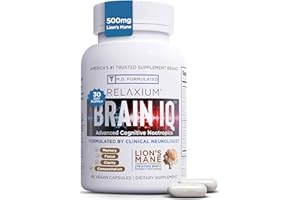 RELAXIUM BrainIQ Nootropic Brain Supplements for Memory and Focus | Memory Supplement for Brain Health | Cognitive Supplement & Memory Pill with Lion's Mane, L-threonine & Coffee Extract | Vegan, 60 Capsules