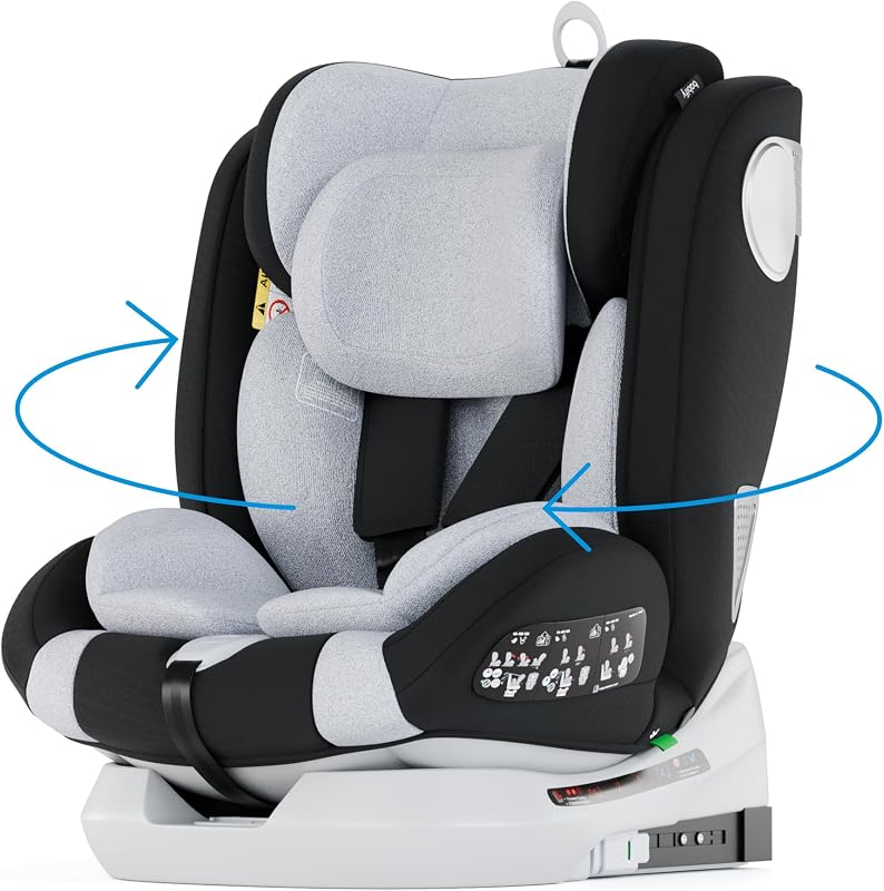 Onboard Seggiolone Auto Isofix I-Size per Bambini da 0 Mesi - 12 Anni, 40-150cm, Seduta Auto Bimbi Regolabile e Reclinabile, rotazione di 360º, Gruppo 0, 1, 2, 3